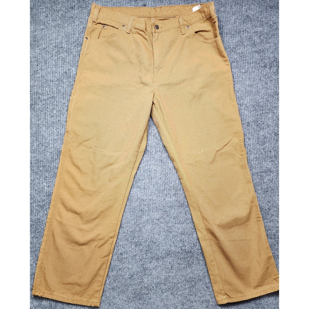 Dickies Mens Relaxed Fit Duck Carpenter Pants Brown 38x30 1939RBD Cotton